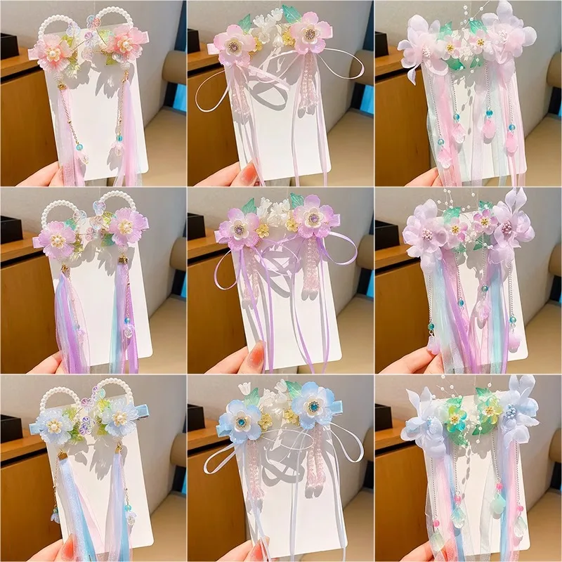 Antique Super Fairy Long Streamer Hair Clip for Children Princess Butterfly Edge Clip Chinese Style Hair Accessories for Girls