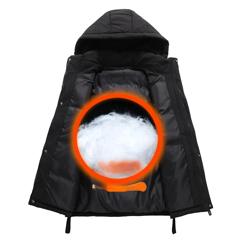 2026 New in Men Sleeveless Jacket Hood Zip-up Thick Warm Padded Vest Classic Golf Work Wear Large Size Big Plus Casual Waistcoat