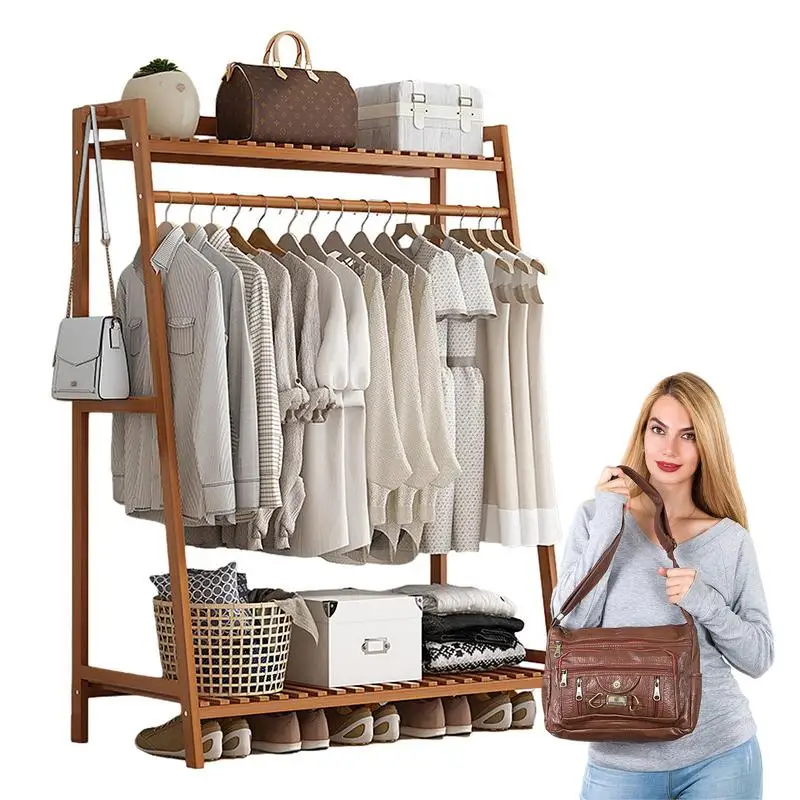 

Clothing Rack With Shelf Floor Garment Storage Rack With Shelf Shoes Coats Organizing Rack For Living Room Bedroom Cloakroom