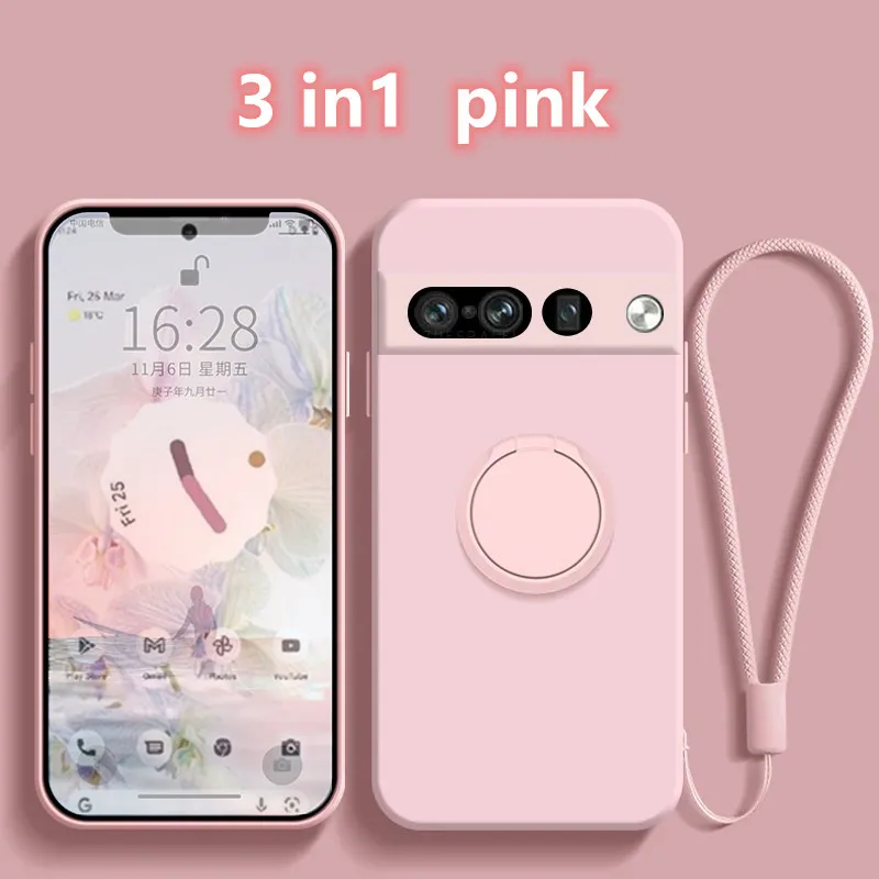 Dla google pixel 8a 6pro 7 etui magnetyczne uchwyt pierścieniowy płynny silikon funda dla googge pixel7 pixel 6a 8pro 7a 8 protector cove