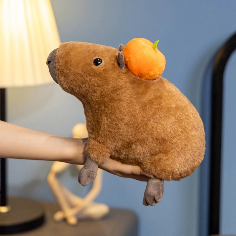 30cm Lifelike Hot Sell Creative Capybara Plush Doll Head Persimmon Capybara Plush Toy Home Decoration Gift For Boys And Girls