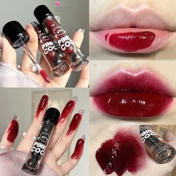 Mirror Glass Lip Tint Dark Red Sexy Light Moisturizing Lip Glaze Water Clear Lipstick Non Stick Cup Liquid Maquillaje Cosmetic