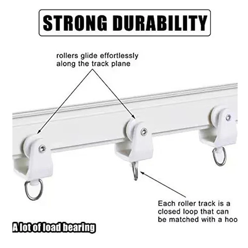 10/20pcs Plastic Flexible Curtain wheel Rollers rail Straight Curved track hanging Hook ring Slider home Hardware accessories