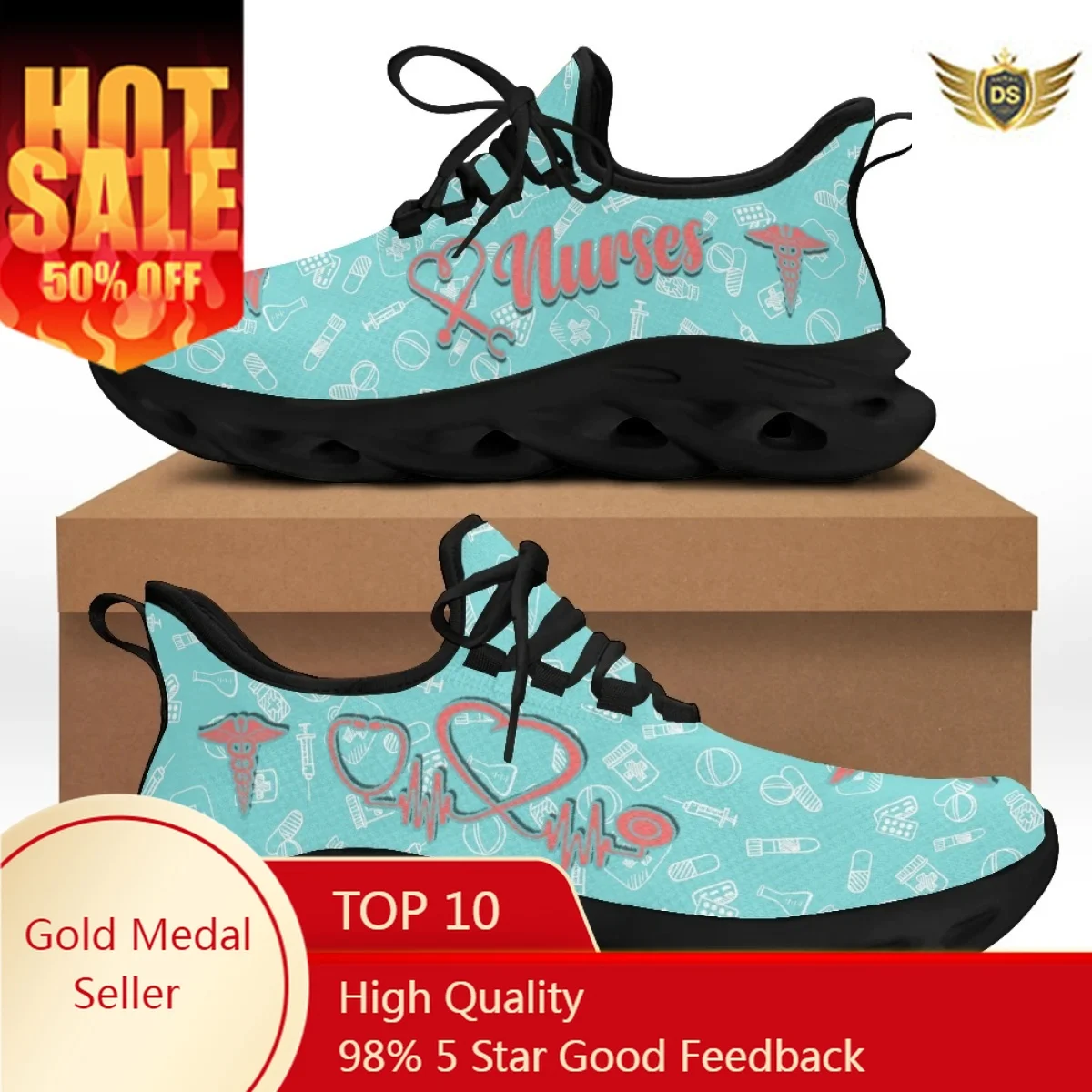 Vrouwen Arts Verpleegster Sneakers Medisch Ziekenhuis Print Lichtgewicht Mesh Flats Dames Casual Dikke Schoenen Hot