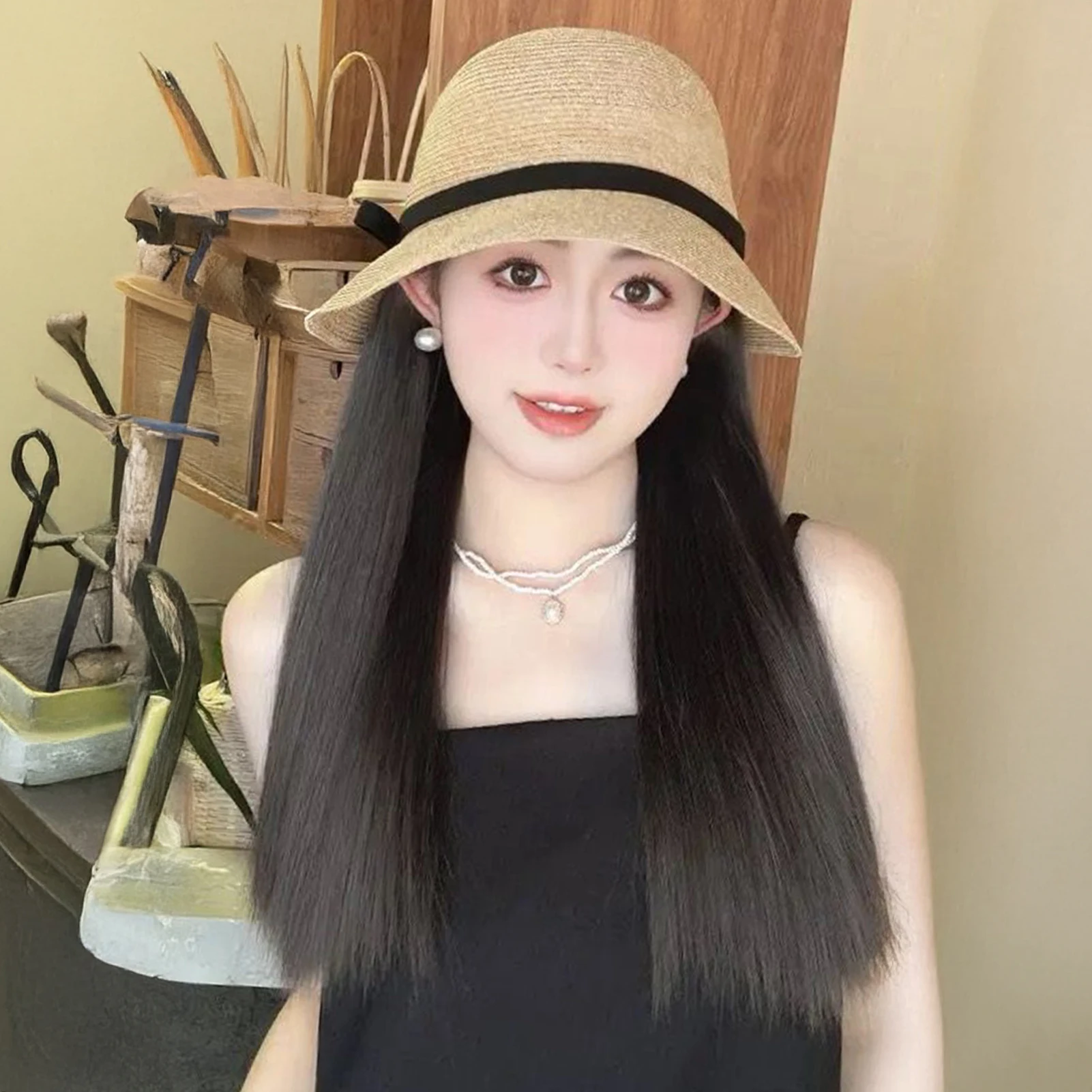 

Летняя рыбацкая шляпа, парик для женщин, дышащие парики естественного вида, шапки для покупок или других мероприятий на свежем воздухе, дропшиппинг