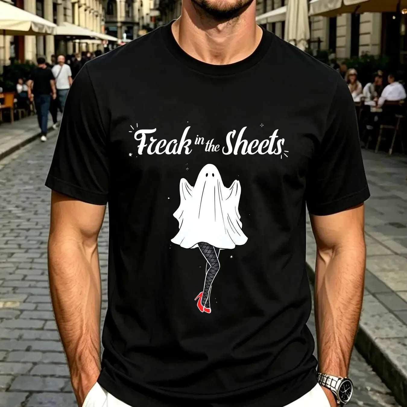 washed T Shirt Freak in the Sheets Cute Halloween For Women Funny Spooky Plus Size long or short sleeves vintage Washed fashion