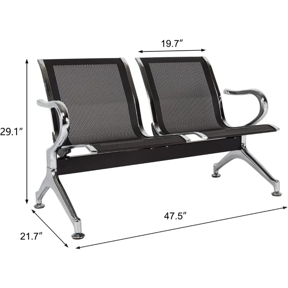 3-Seat Waiting Room Bench - Waiting Room Chairs with Arms Airport Reception Bench, Lobby Bench Seating Waiting Area Chairs