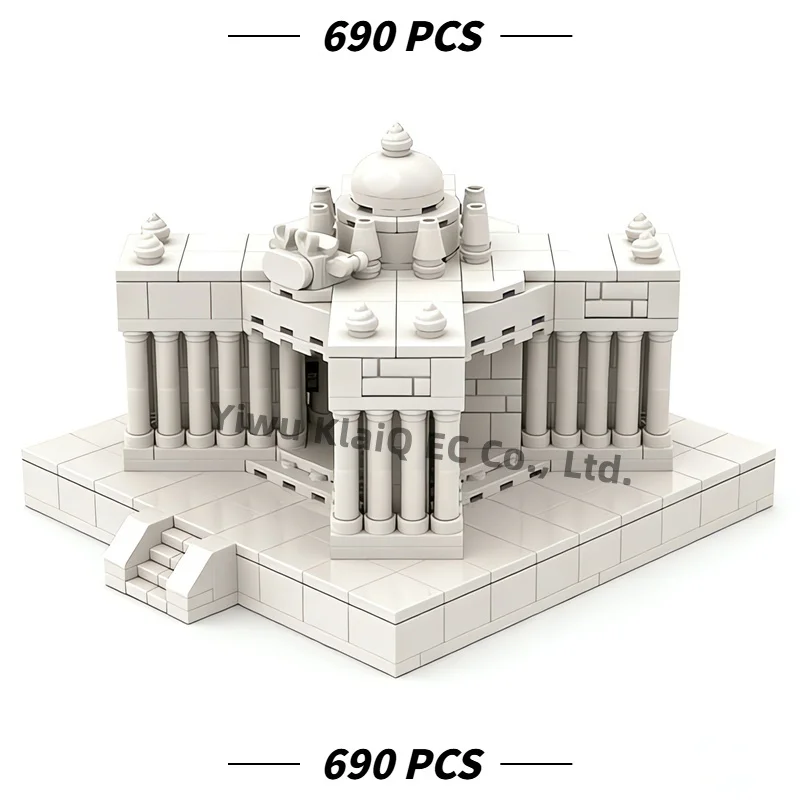 MOC Classical Zodiac Shrine Colonnade Temple Building Blocks 690Pcs, Ancient Grecian Sanctuary Model Bricks Adults