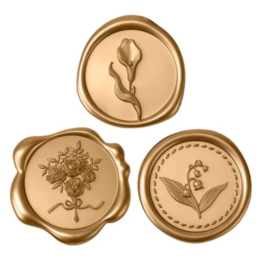 60PCS Floral Wax Seal Sticker Set for Wedding Invitations, Self Adhesive Envelope Seal Stickers with Lily of the Valley, Calla