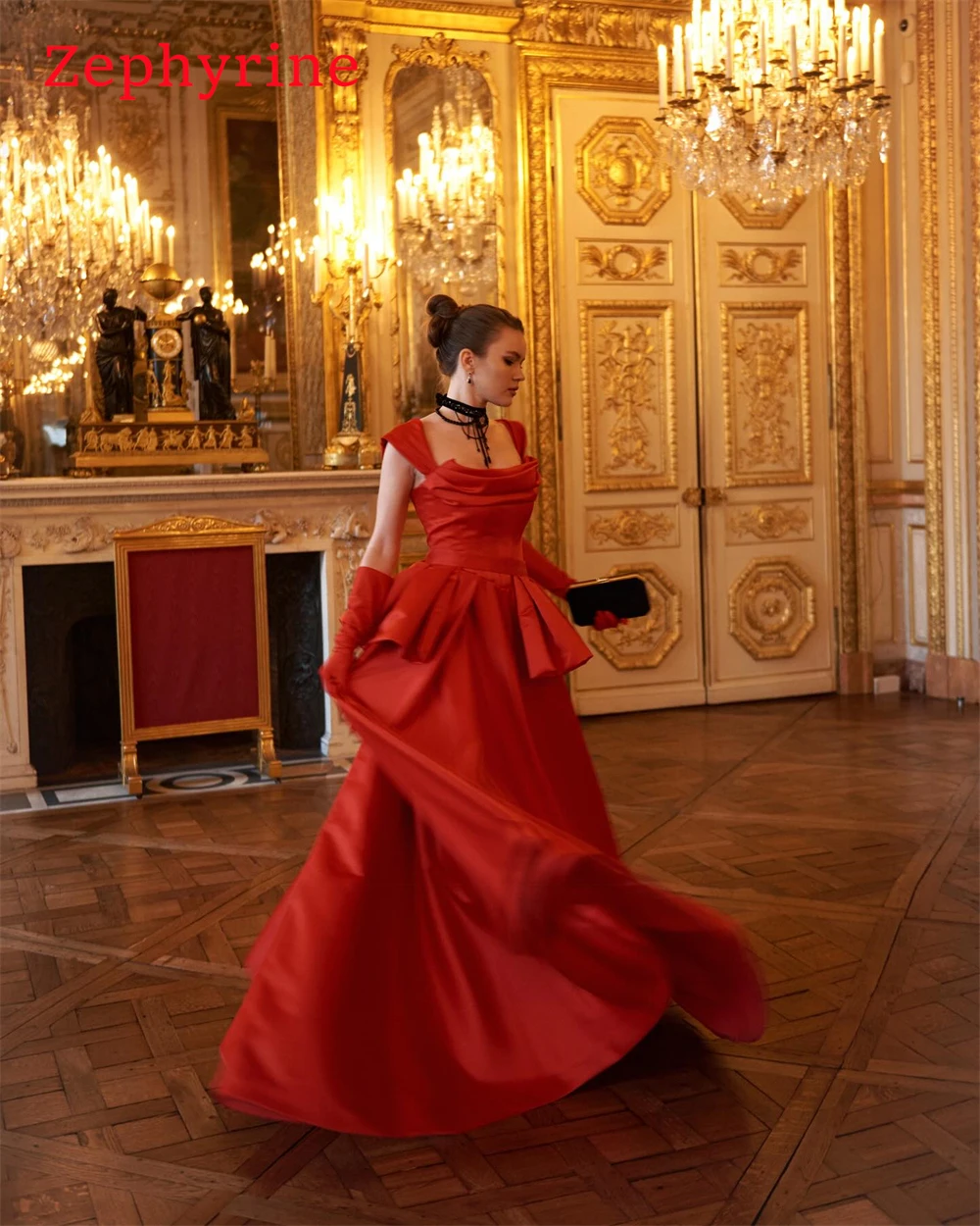 Personalizado simples vestido de noite de cetim vermelho elegante fora do ombro manga destacável vestidos de baile modernos vestidos de festa