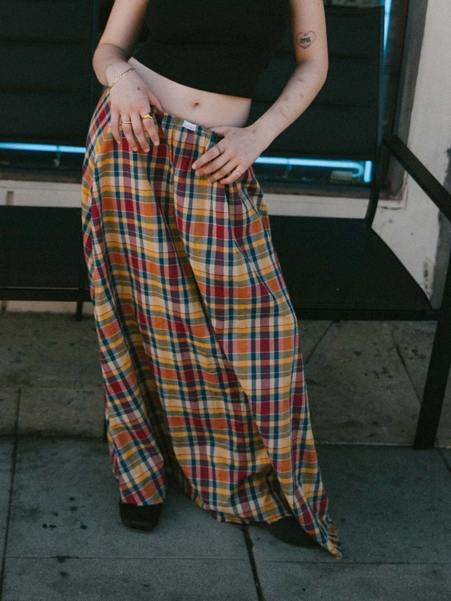 

Vintage Grunge Fairycore Midi Skirts Plaid Printed Long Skirts A Line Mid-Calf Maxi Skirt Harajuku 00s Retro Clothing Streetwear