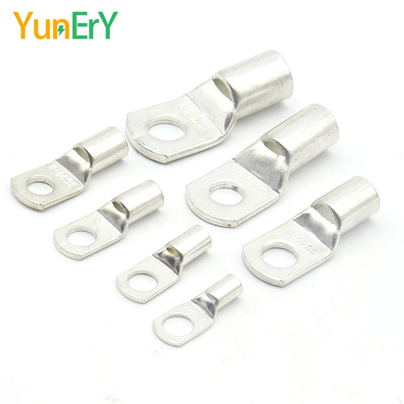 10/25 PCS SC50 SC70 SC95 M6/8/10 Crimp Lug Terminal 50-95 mm² Cable Lugs Wire Connector Tinned Electrical Solder Lug 6-3/0 AWG