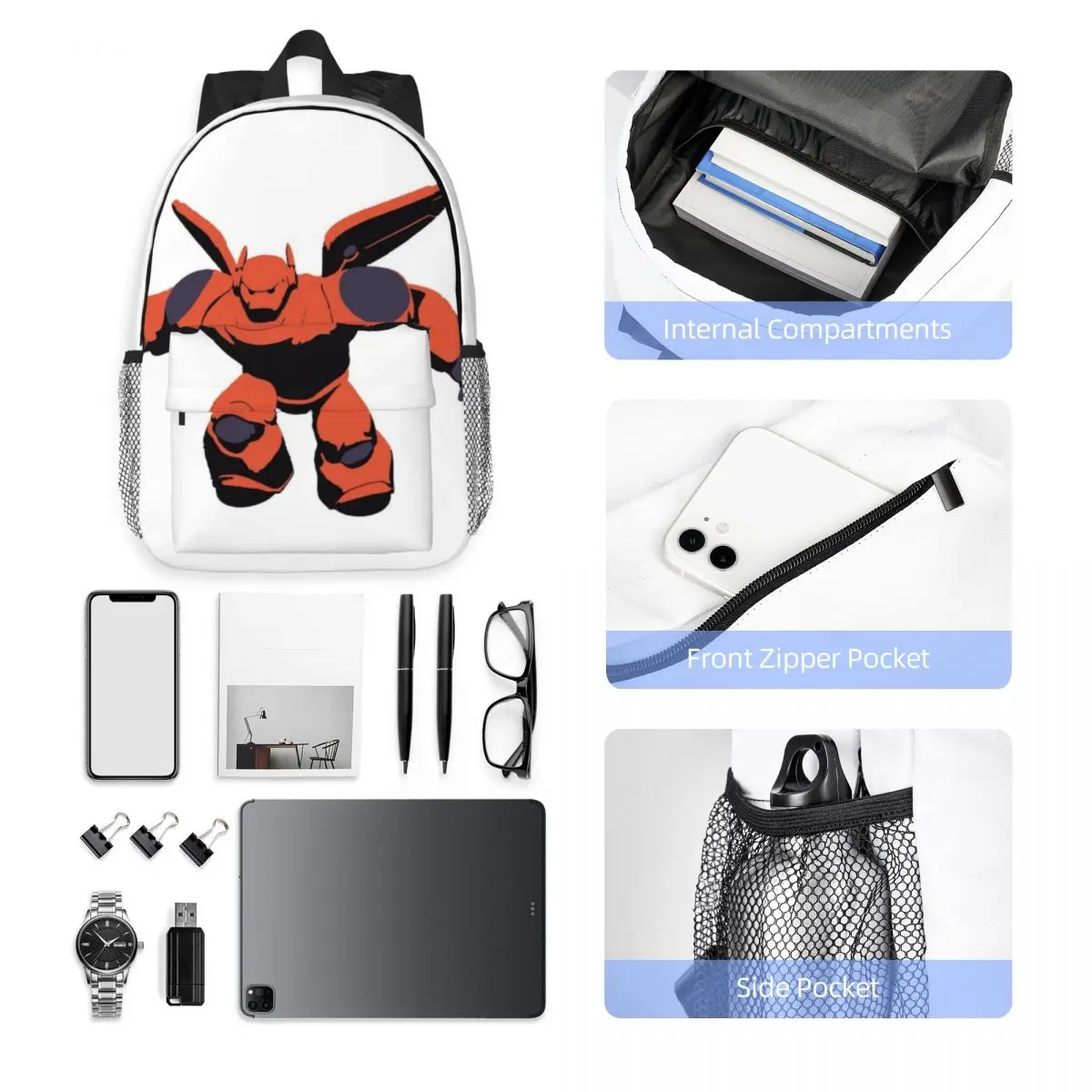 Mochila durável Big Hero 6 de 15 polegadas – design ergonômico e leve para conforto e conveniência