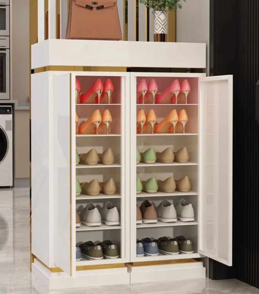 Smart Modern Disinfection Wood Shoe Cabinet Easy Assemble Space-Saving Integrated Fashion Small Apartment Home Entrance Storage
