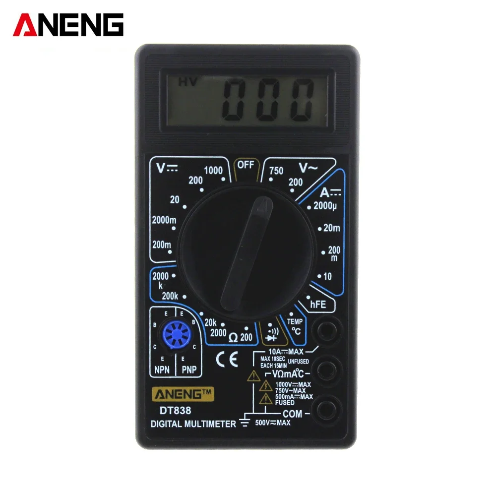 DT838 Digital Multimeter LCD AC DC Voltage Tester Voltage Resistance Diode Diode Current Electrical Voltage Meter Multimetro