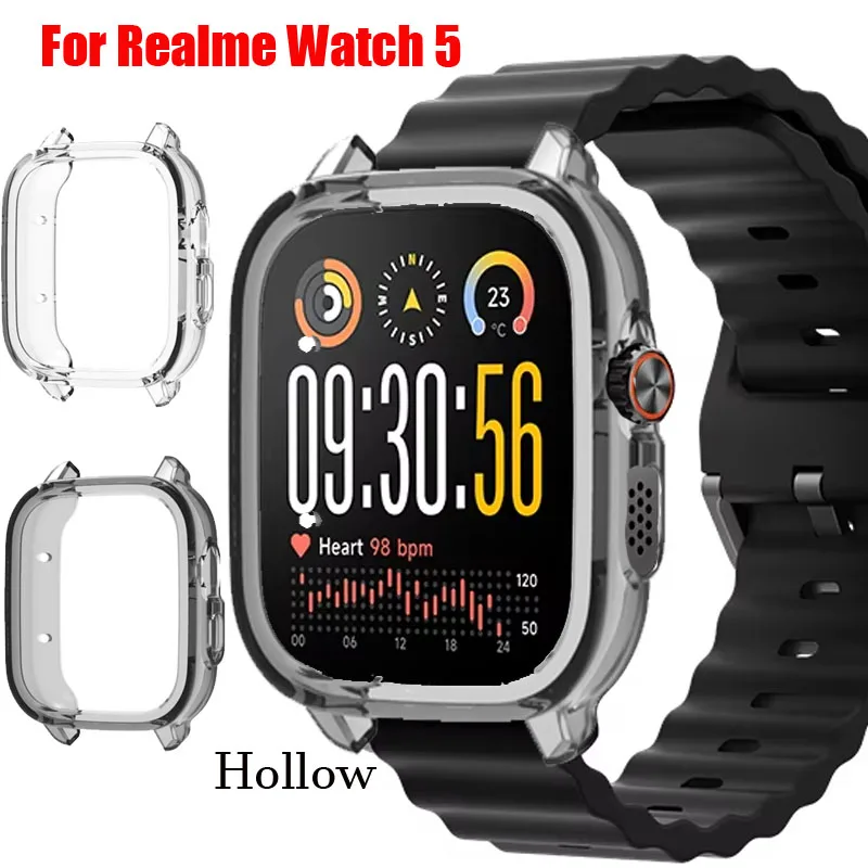Funda hueca de TPU suave para reloj inteligente Realme Watch 5, marco de carcasa antiarañazos para reloj Realme Watch 5, accesorios de carcasa protectora