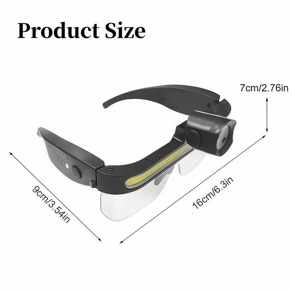 USB Charging LED Glasses Light Full View Large Flood LED Headlamp Dual Level Light Source Multi Functional Riding Fishing Light