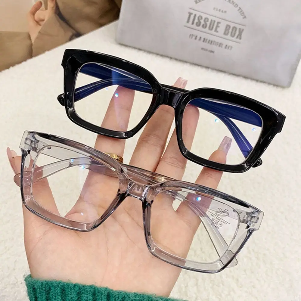 Ins Oversized Square Glasses Flat Light Glasses Large Frame Myopia Glasses Anti Blue Light Glasses Transparent Eyeglasses