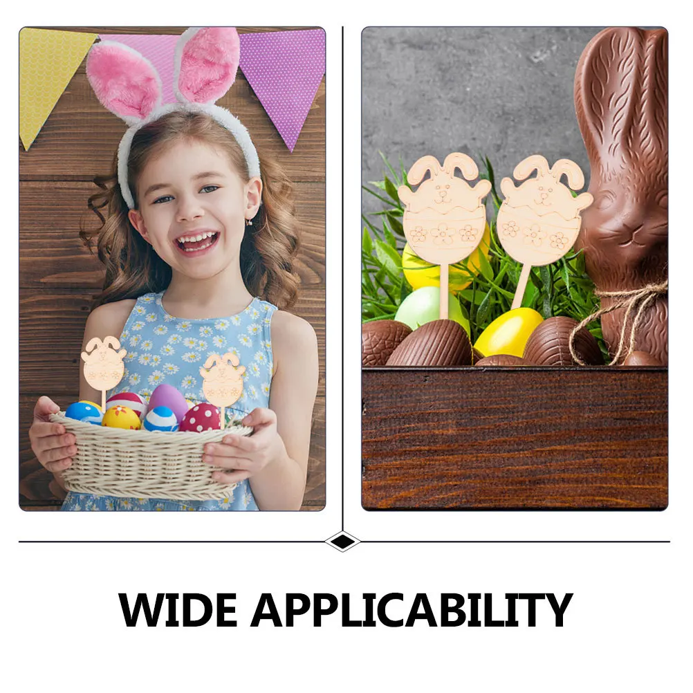 1セット DIY木製ウサギデコレーション イースター木製塗り絵 子供向けペイントクラフト ホームデコレーション 室内アートプロジェクト 木製手作り