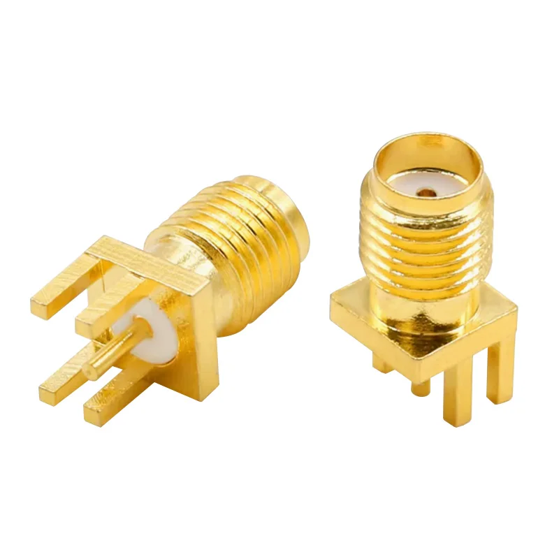 Conector de Cobre RF Enchufe Hembra para Tuerca de 1.6mm Borde Clip SMA Macho Adaptador de Enchufe Soldadura Borde PCB Montaje Recto Angular 5