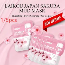 1/5Pcs Sakura Collagen Mask Deep Hydrating Moisturing Skin Conditioning Brightening Deep Cleansing Smoothing Skin Care Product