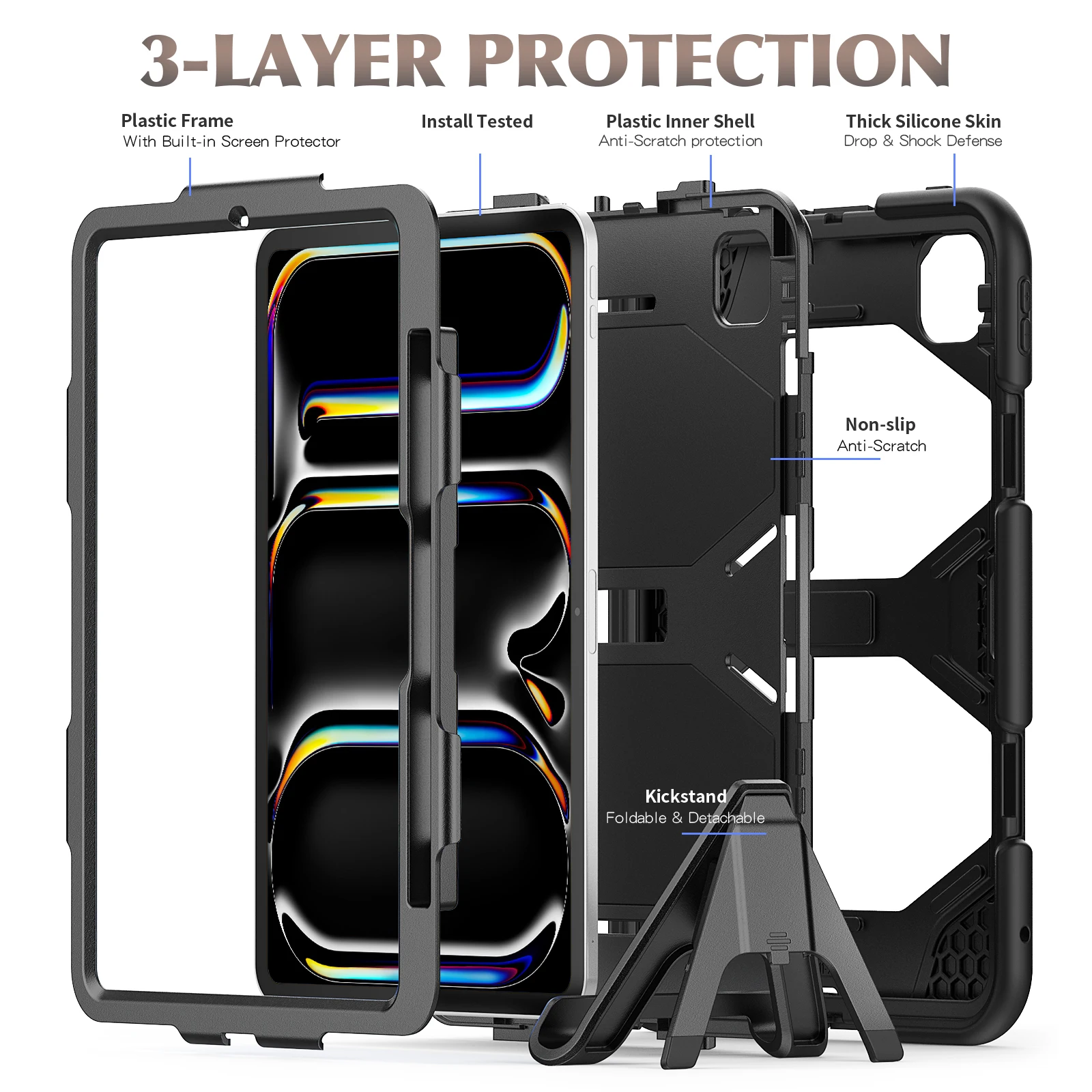 Stand Case With Built-in Screen Protector For iPad Pro Air 11 2026 2025 2024 Air 4 5 Pro11 2018-2022 1st 2nd 3rd 4th Gen. Cover 