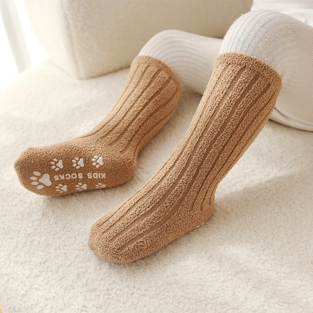 Kids Socks Thick Cold Winter Socks Super Warm Baby Snow Socks Christmas Gifts Coral Fleece Silicone Non-slip Floor Socks