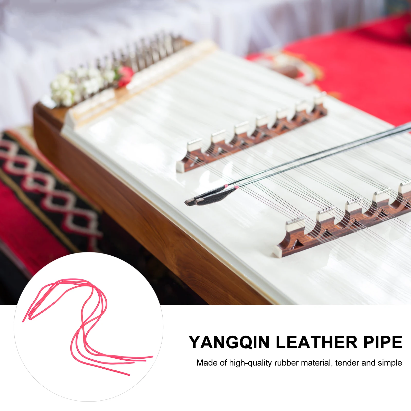 

4 pcs Yangqin Bamboo Pipe High quality Rubber Sleeve Case Accessories Elastic Adjustment for Piano Clear Tone
