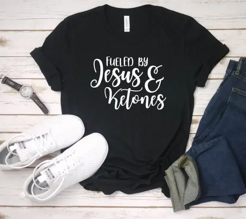 New Summer Casual Yong Girl Top Tee Fueled by Jesus & Ketones Women tshirt Casual Cotton Hipster Funny t-shirt For Lady