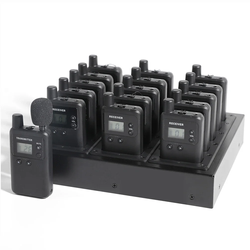 ระบบหูฟังไร้สายสำหรับไกด์นำเที่ยว 813T 813R จำนวน 1 เครื่องส่งสัญญาณ 15 เครื่องรับสัญญาณ 1 เครื่องชาร์จ สำหรับการแปลภาษาแบบพร้อมกันในโรงเรียน