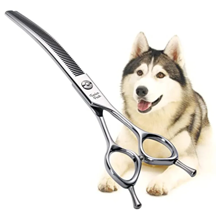 

Fenice Peak Dog Grooming Shears Curved Thinning Scissors for Dogs and Cats Face Body Trimming Shears 440C 7''