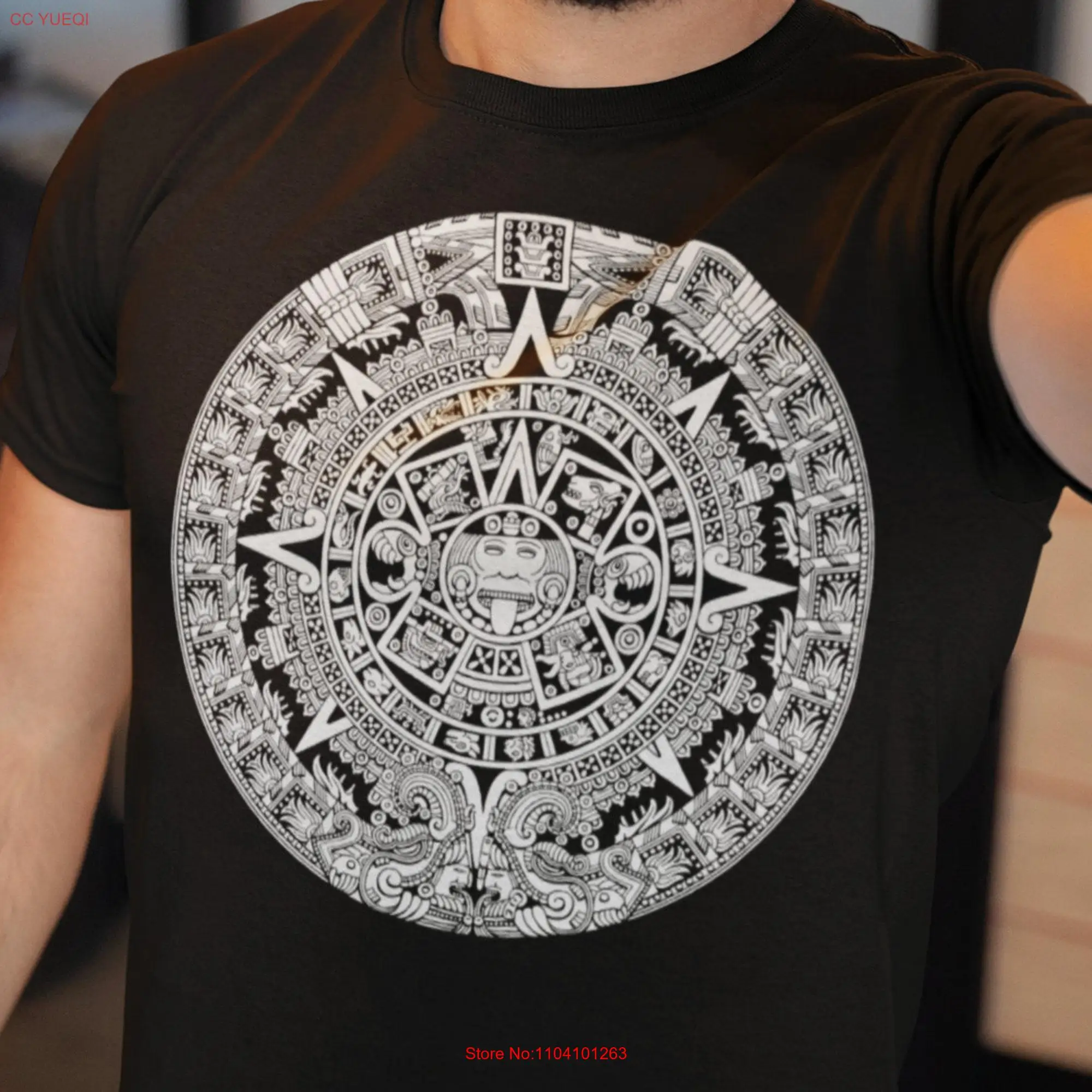 Aztec calendar shirt art print artesanias mexicanas T mexican men mexico shirts themed gifts long or short sleeves