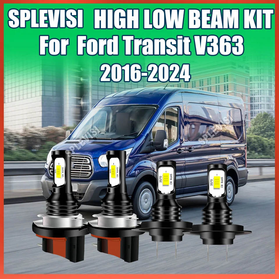 4Pcs H15 H7 LED Hi Beam/DRL Light Low Beam Easy Installation For Ford Transit V363 2016-2024 2017 2018 2019 2020 2021 2022 2023