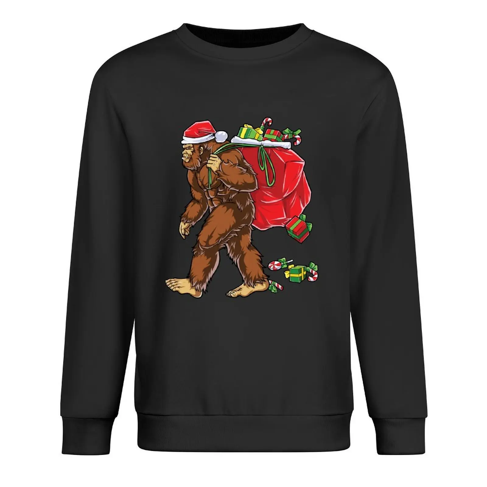 

Bigfoot Santa T Shirt Hat Carrying Christmas Bag Sasquatch Pullover men clothing anime clothing new hoodies and sweatshirts