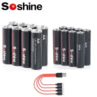 Soshine Li-ion AA and AAA Rechargeable Batteries USB Lithium-ion 2600mWh 1.5V AA Rechargeable Batteries+600mWh 1.5V AAA Battery