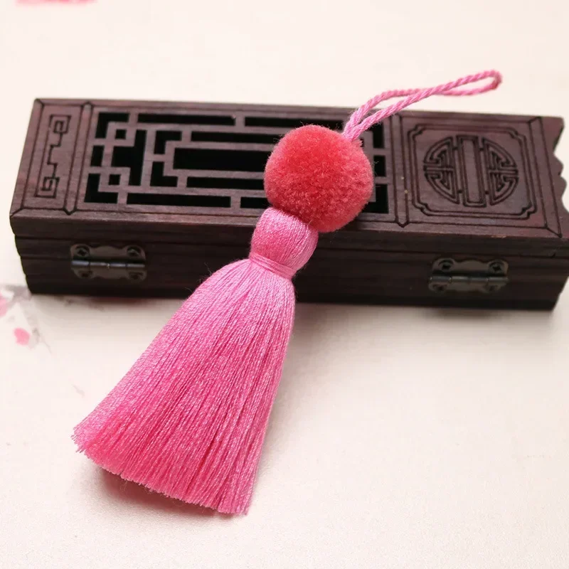 1PC Retro Style Colorful Plush Ball Head Tassel Fringe Garment Curtain Edge DIY Decorative Tassel Trim Women Bag Hanging Pendant