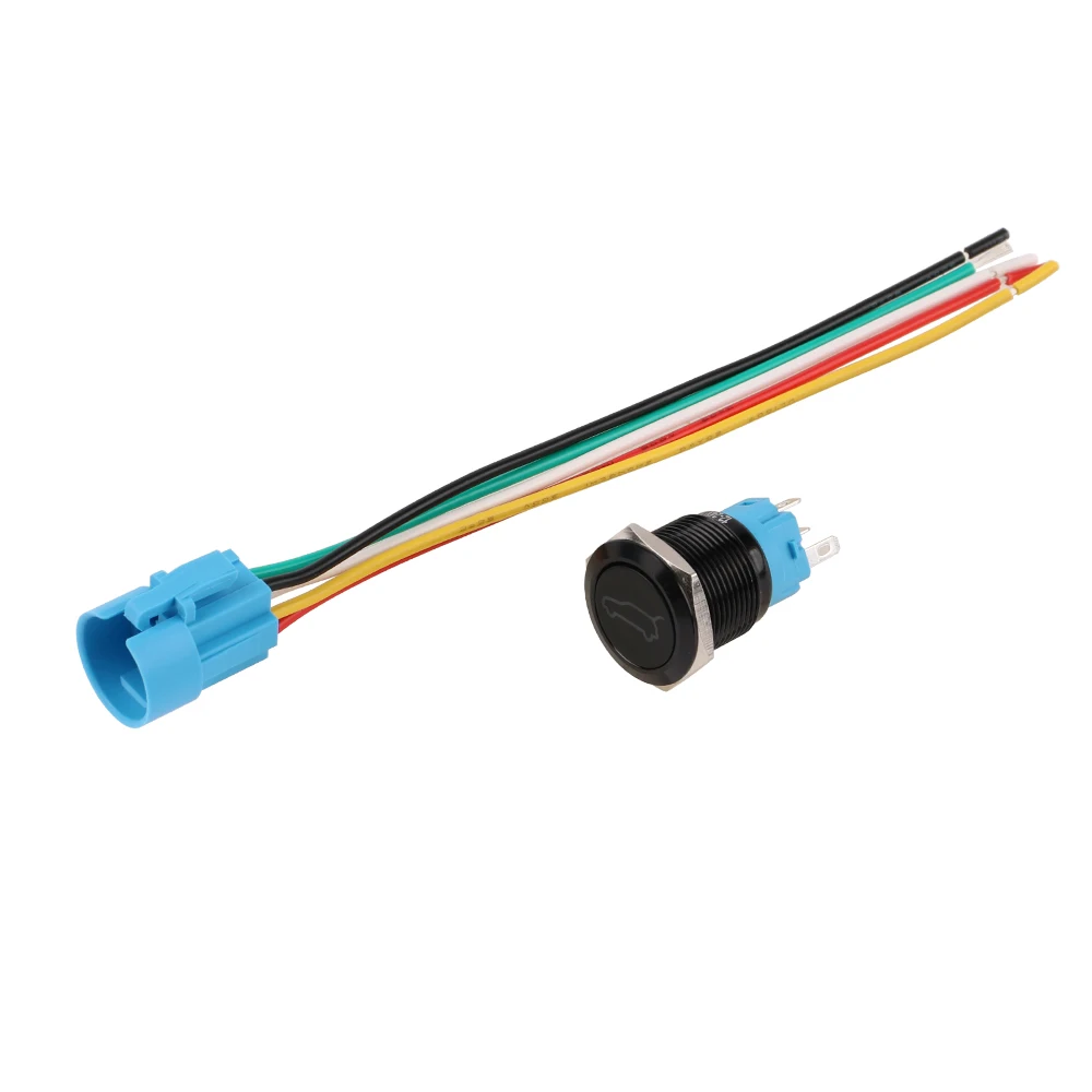 1 قطعة 16 مللي متر/19 مللي متر مفاتيح زر الضغط المعدني لصندوق السيارة لحظة/إغلاق 12 فولت قاعدة 1NO 1NC مع مآخذ #3