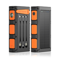 30000mAh Portable Solar Power Bank With Hand Crank PD 20W Fast Charger Powerbank Built in Cable for iPhone Xiaomi Samsung Huawei