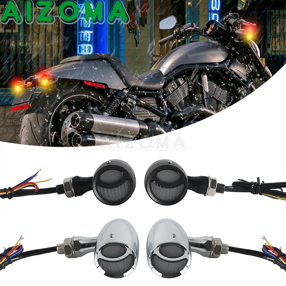 

For Harley Sportster 883 1000 1200 Softail Springer Standard Custom LED Retro Turn Signal Light Motorcycle Brake Flash Taillight