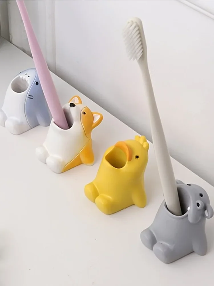 

Cartoon Animal Toothbrush Holder Cute Corgi Stand Makeup Brush Stationery Countertop Organizer Bathroom Decoration Banheiro
