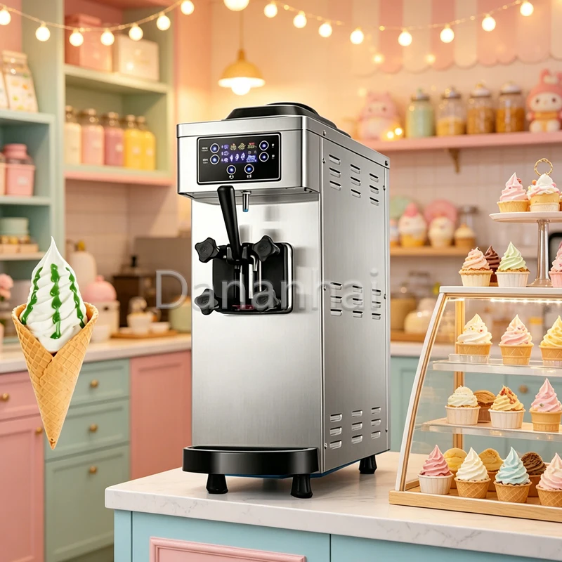 Soft Serve Frozen Yogurt Dispenser, Single Head High Output Commercial Ice Cream Machine for Diner Shop