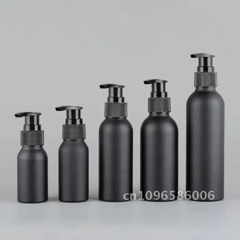 40ML 50ML 100ML 120ML 150ML X 20 สบู่สีดําขวดอลูมิเนียมคอนเทนเนอร์เดินทางที่ว่างเปล่า Matte โลชั่นปั๊มขนาดแชมพูเหลว