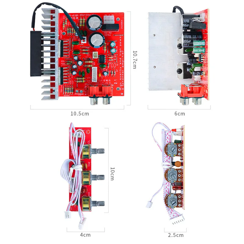 TOKBAN DX618 60w*3 2.1 Channel Amplifier Board Heavy Bass Amplifier Bass Treble Adjustment Dual AC12-18V