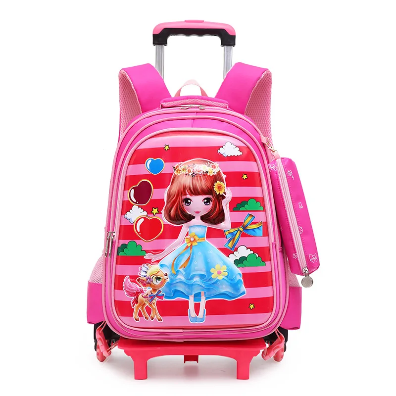 3D School Bags On wheels School Trolley backpacks wheeled backpack kids School Rolling backpacks for boy Children Travel bags