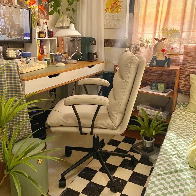 &Comfortable Study Office Chair Nordic Cover Stretch Reading Luxury  Comfy Accent Swivel Chaises Bureau Furniture