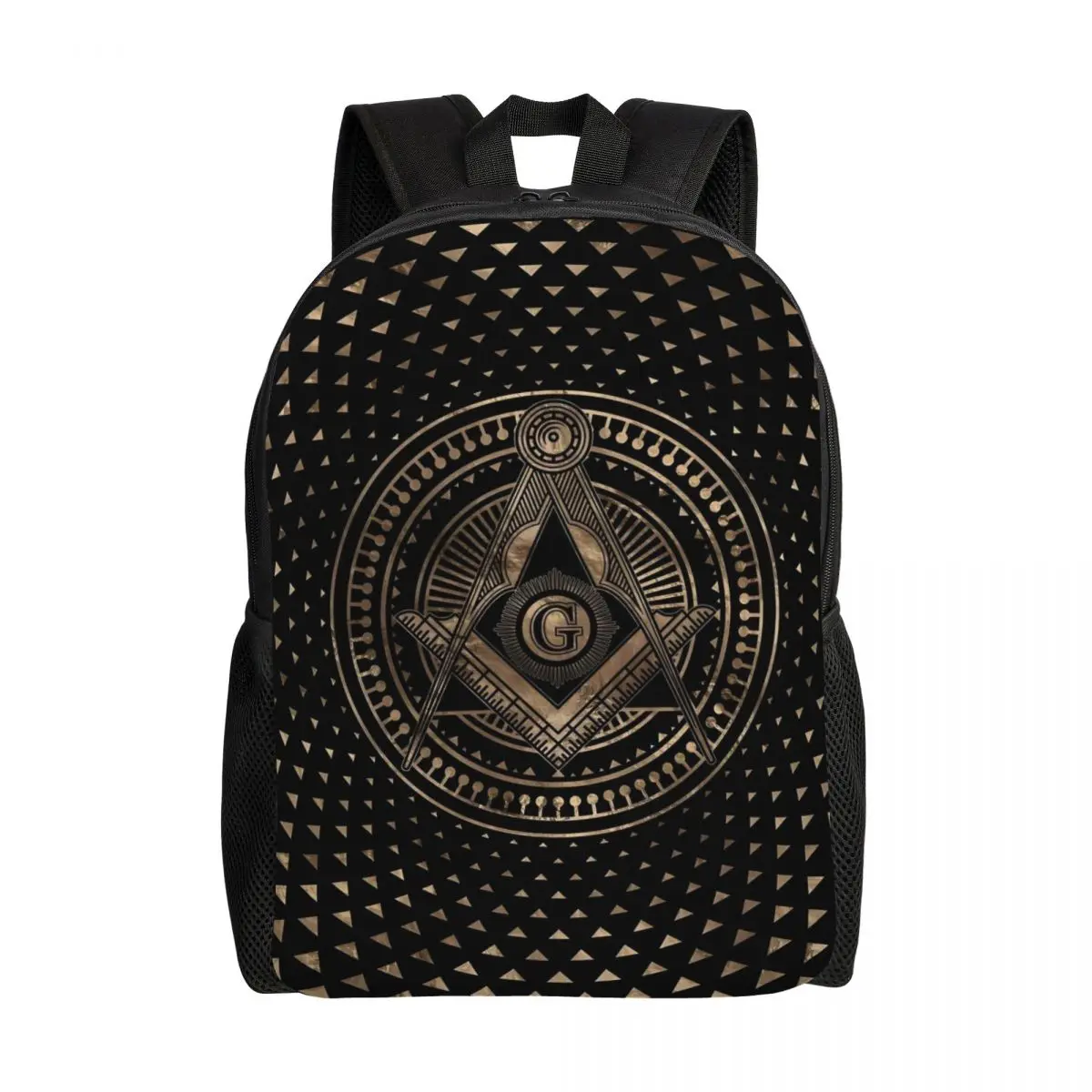 

Custom Freemason Mason Symbol Backpacks for Women Men Waterproof School College Classic Masonic Freemasonry Bag Print Bookbags