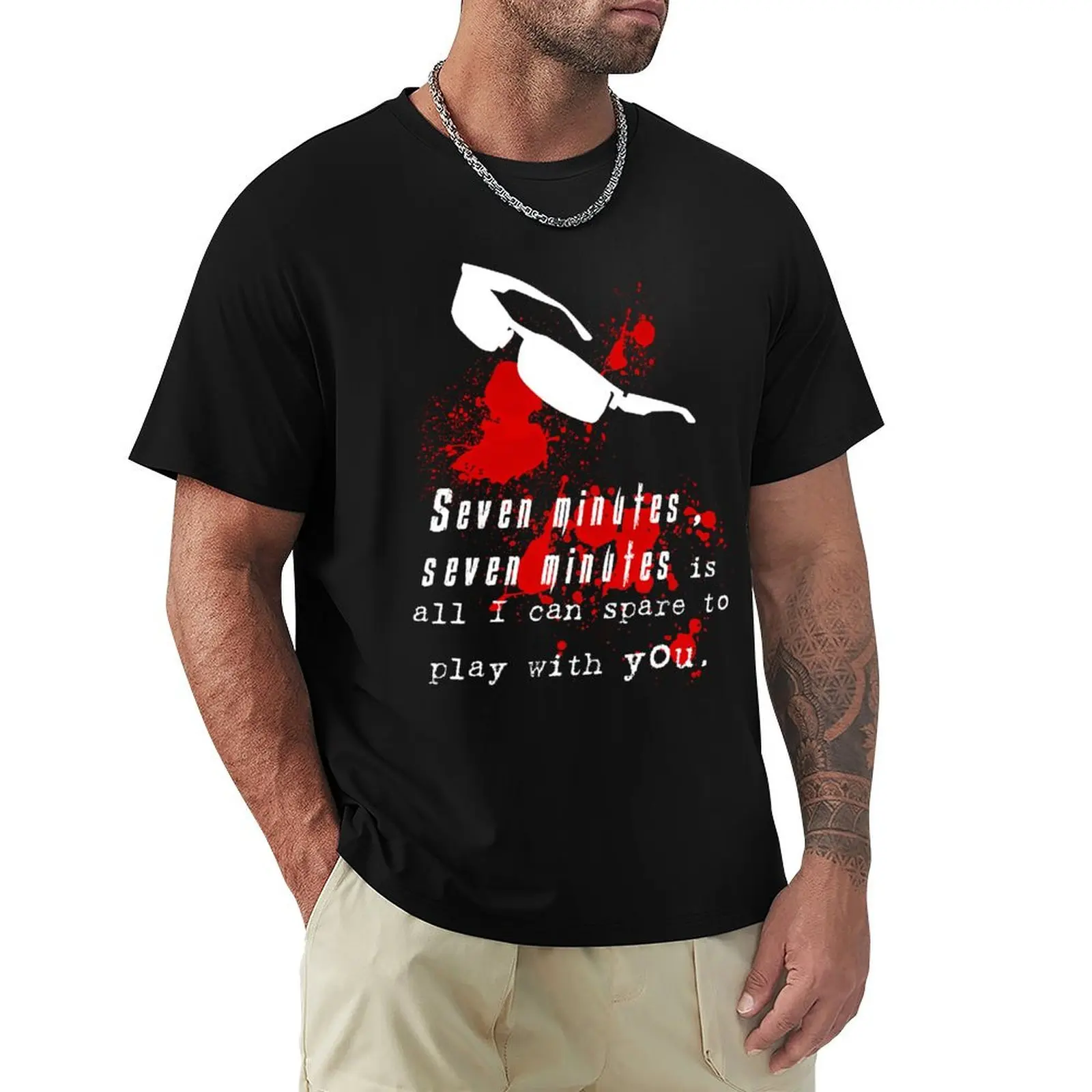 Seven Minutes , Wesker Quote T-Shirt Basic Casual Wear Short Sleeve Top