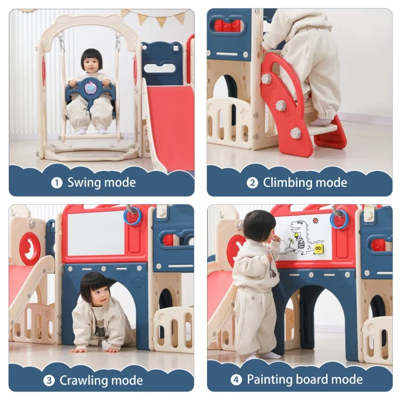 Kids Multi Function Playground Set with Slide Swing Climbing Frame Indoor Outdoor Children Activity Center Play Structure