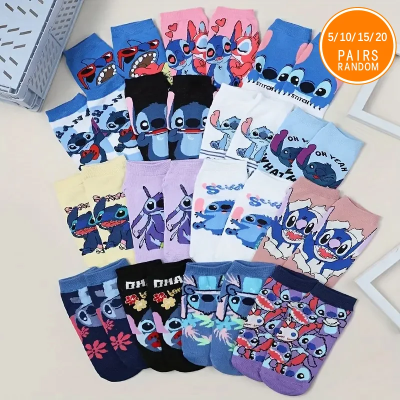 5/10/15/20 Spring/Summer Unisex Cute Cartoon Pattern Multifunctional Soft And Comfortable Casual Breathable Straight Leg Socks