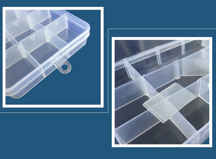 Komponenten organizer 15 Grids Transparent Kunststoff Lagerung Organizer Fach Einstellbare Container Box Für Schmuck Taste Rechteck Box Fall – Detail 5